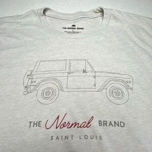 The Normal Brand Bronco Graphic T Shirt Mens Large White Short Sleeve Cotton Ble